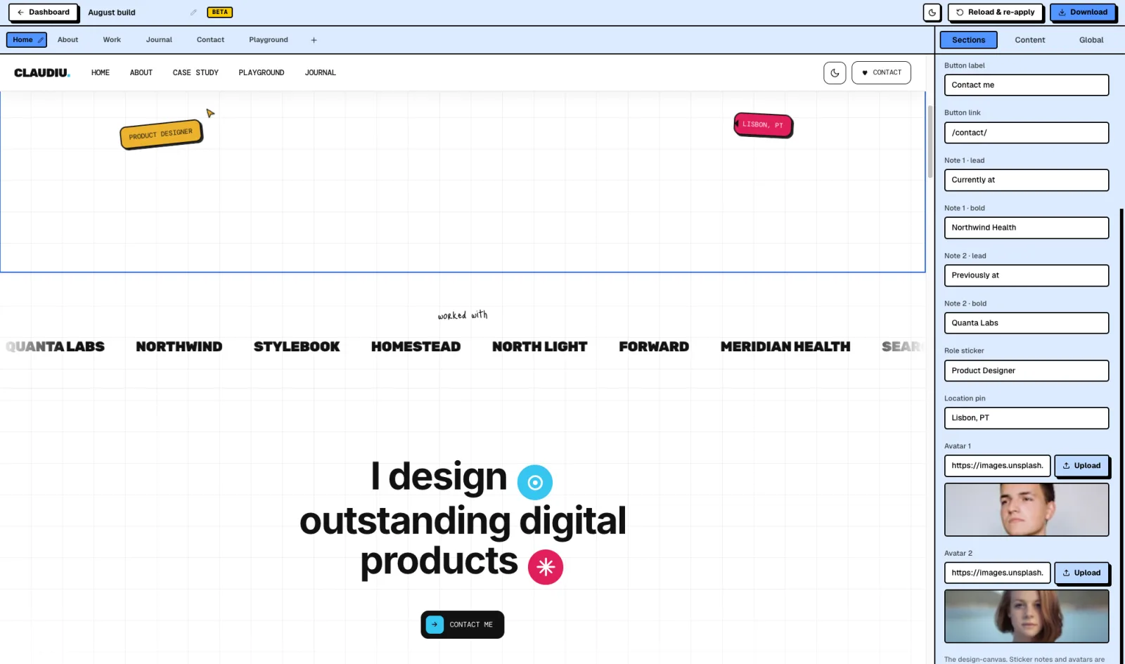 August - Editing live in the AeroLaunch visual builder