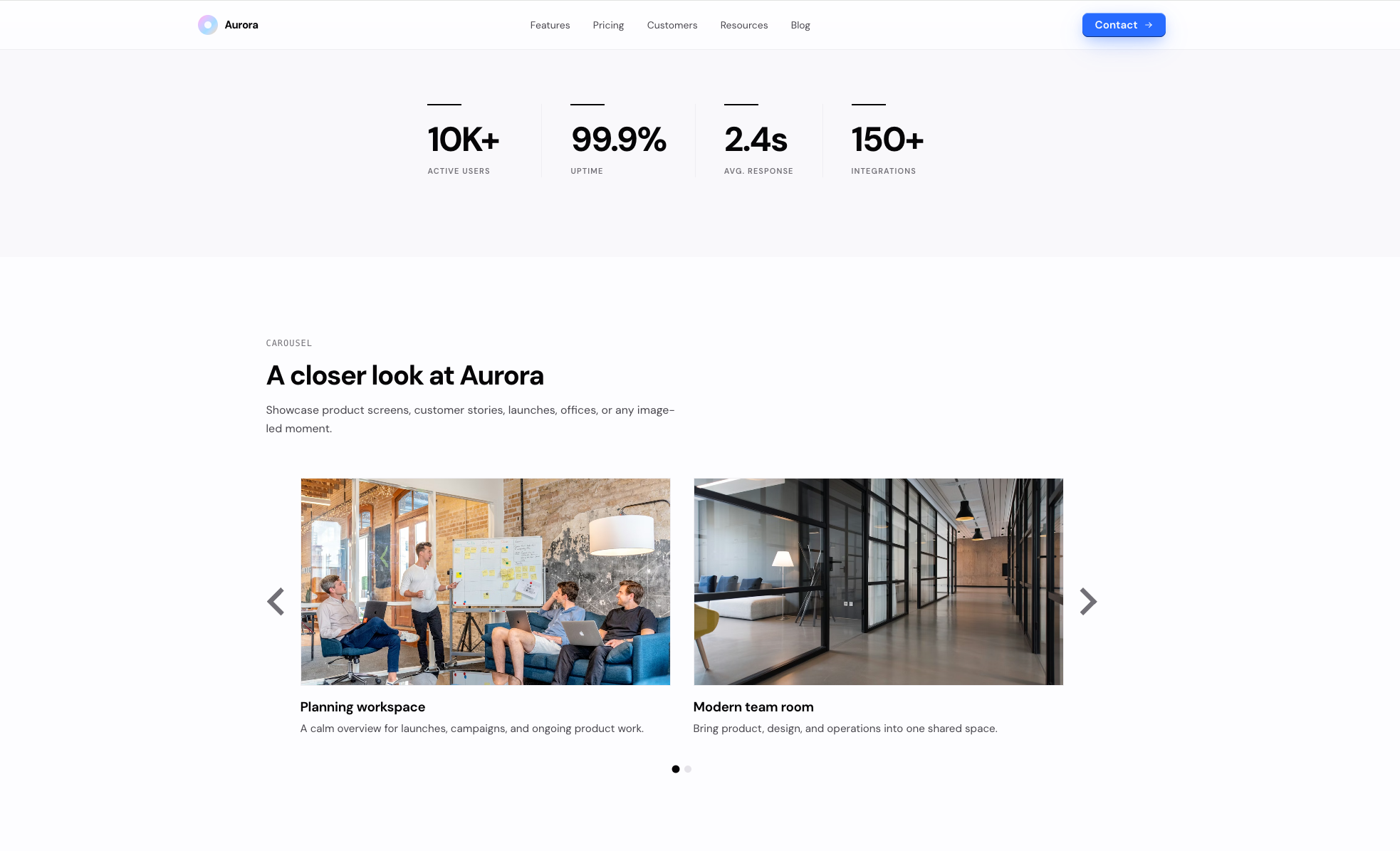 Aurora — Mid-page sections