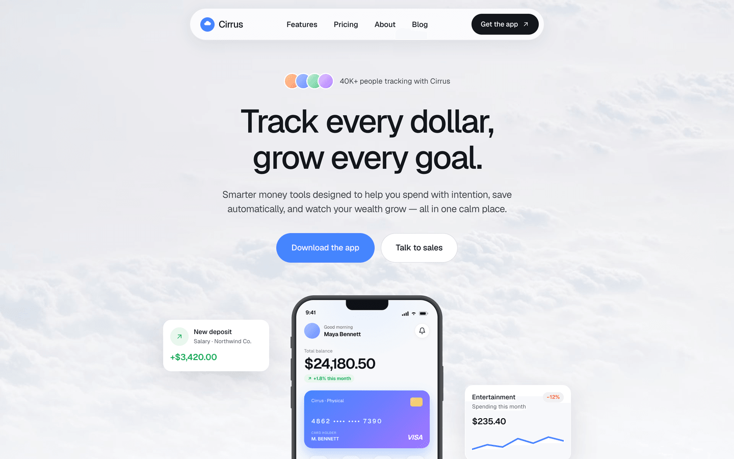 Cirrus theme - homepage preview