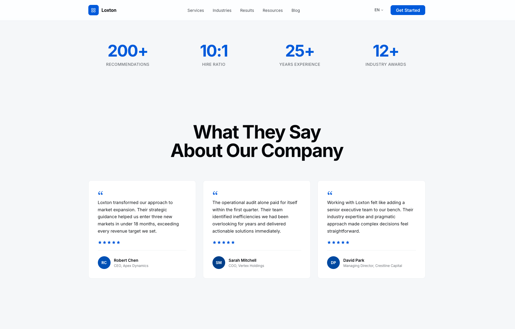 Enterprise — Stats & client testimonials