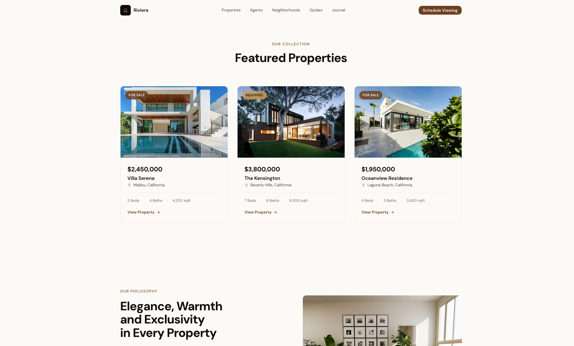 Estate — Mid-page sections