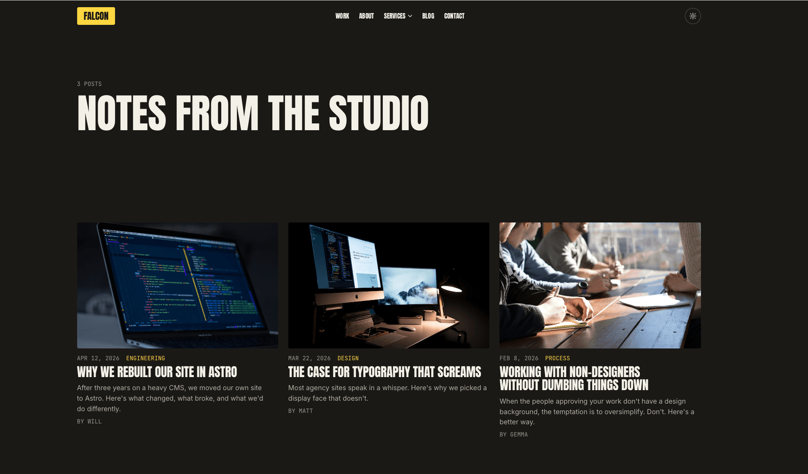 Falcon — Blog index