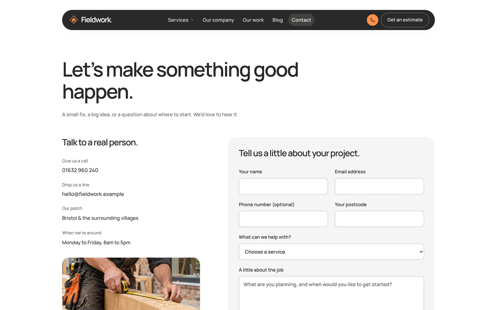 Fieldwork Next.js template - Contact form