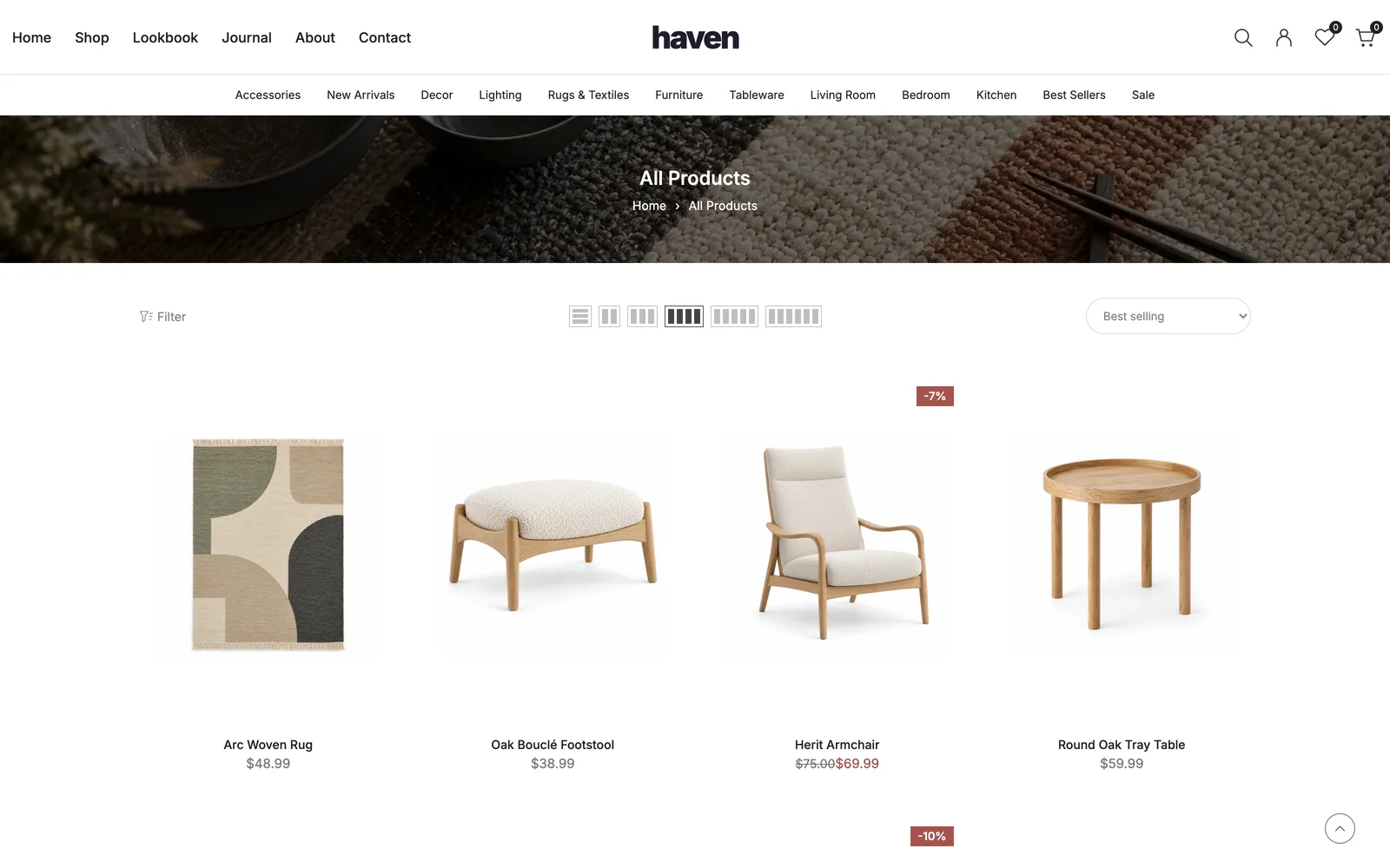 Haven - Collection with filters and grid density