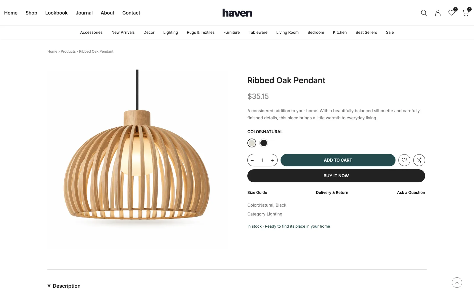 Haven - Product page