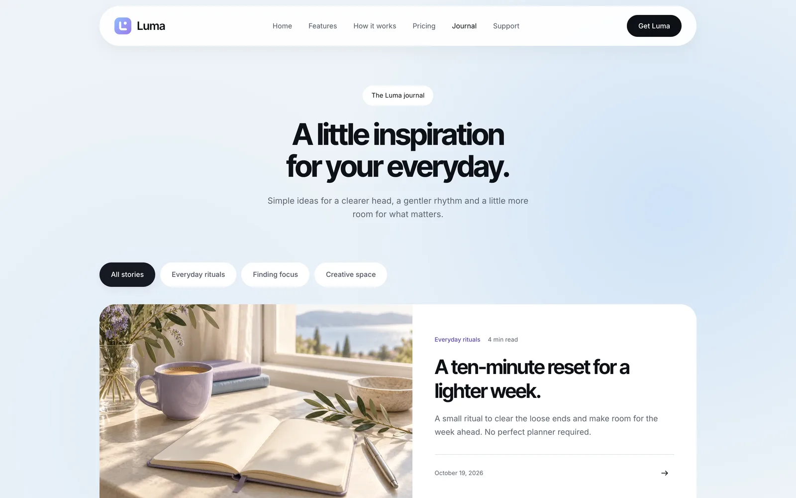Luma - Journal with category filters