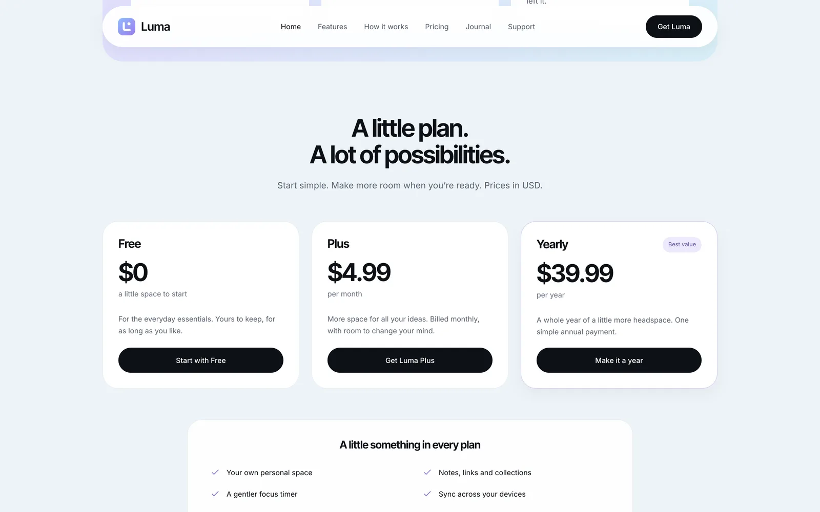 Luma - Pricing