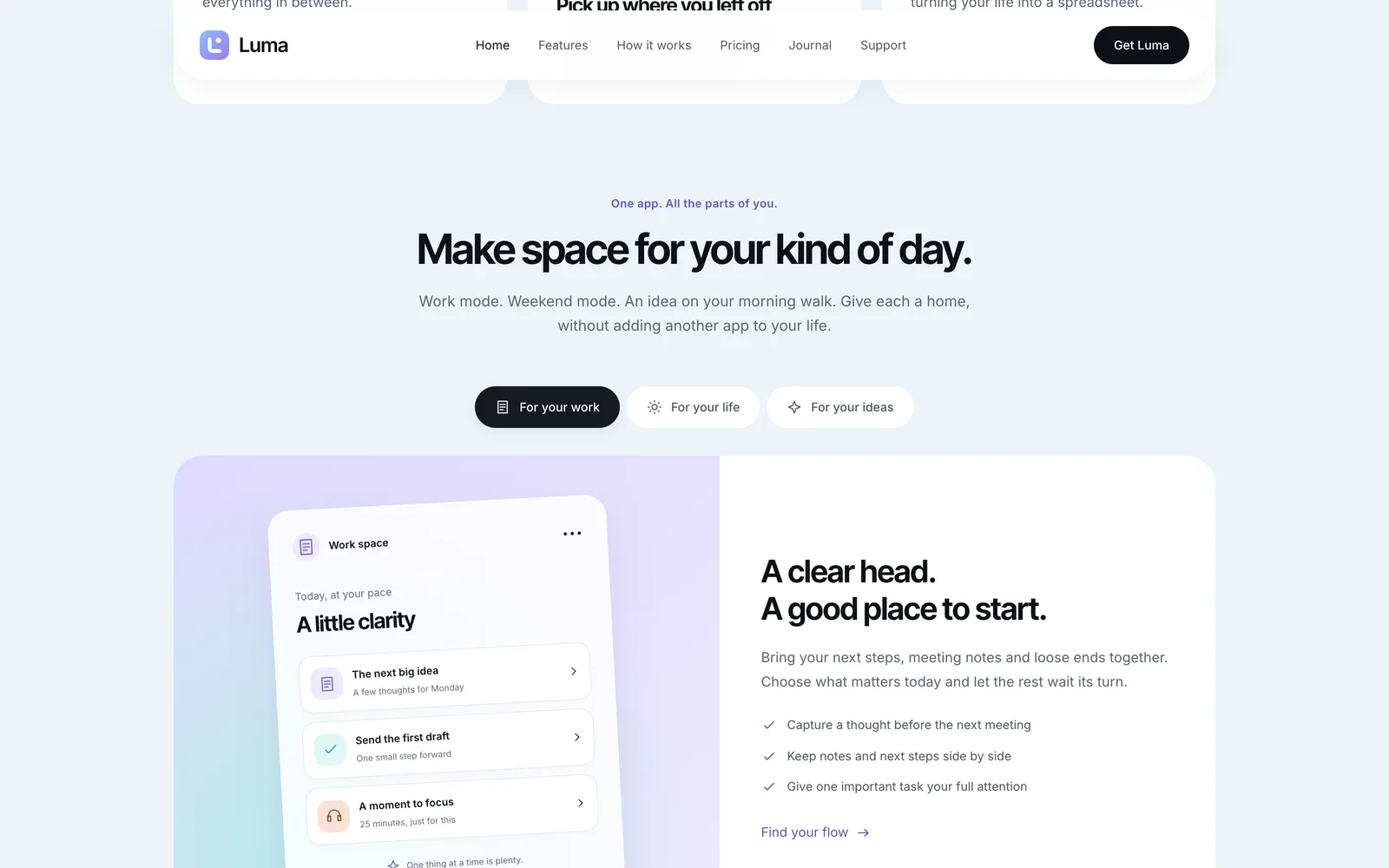 Luma - Use-case tabs