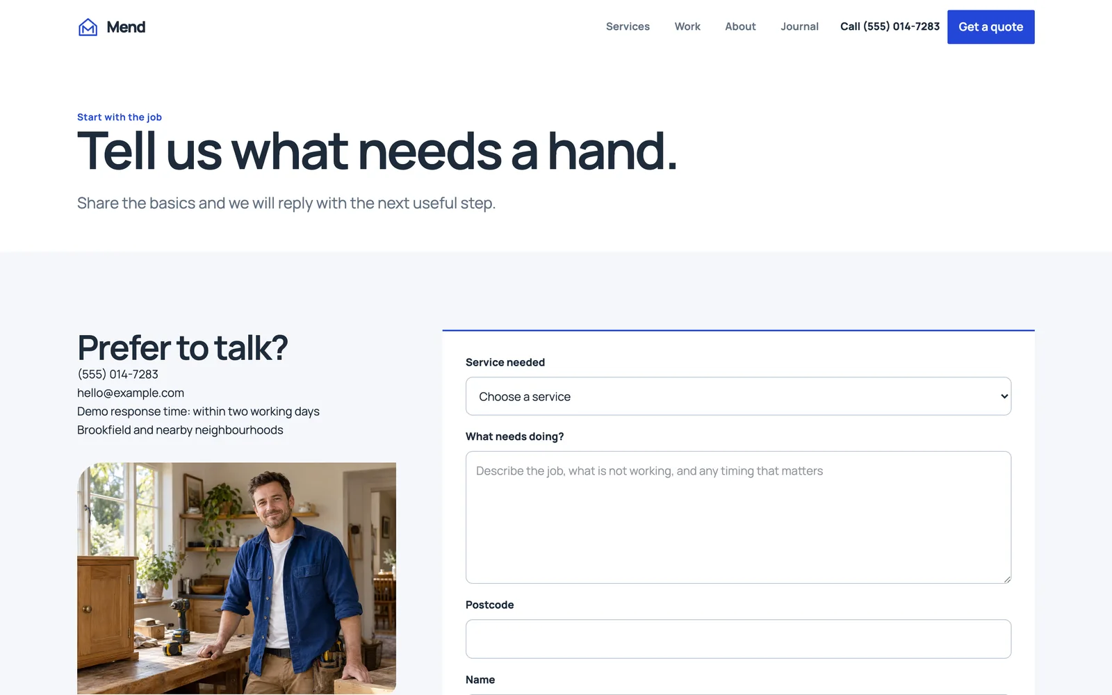 Mend - Quote form