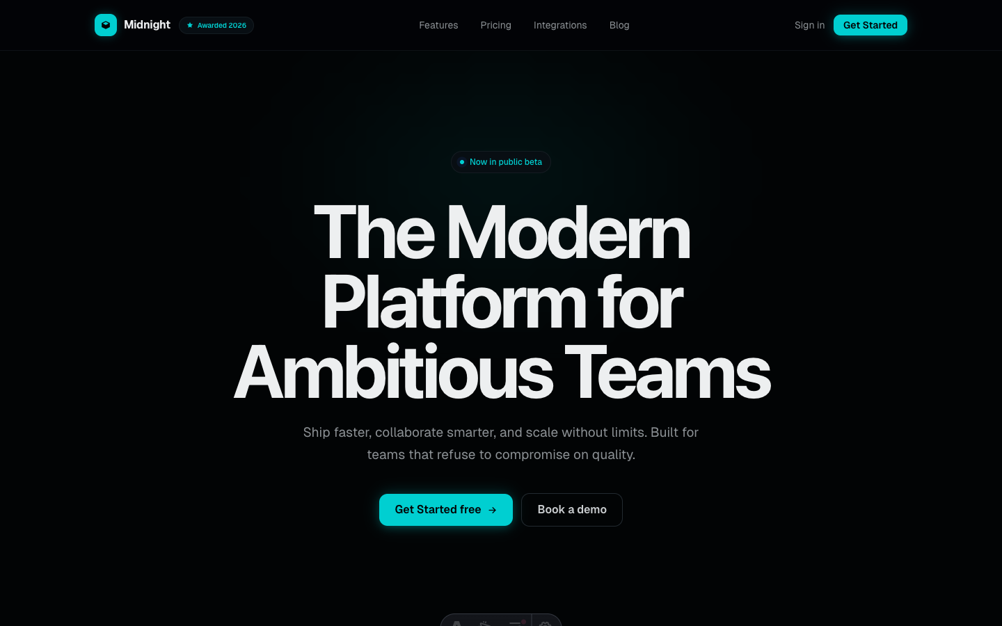 Midnight theme — homepage preview