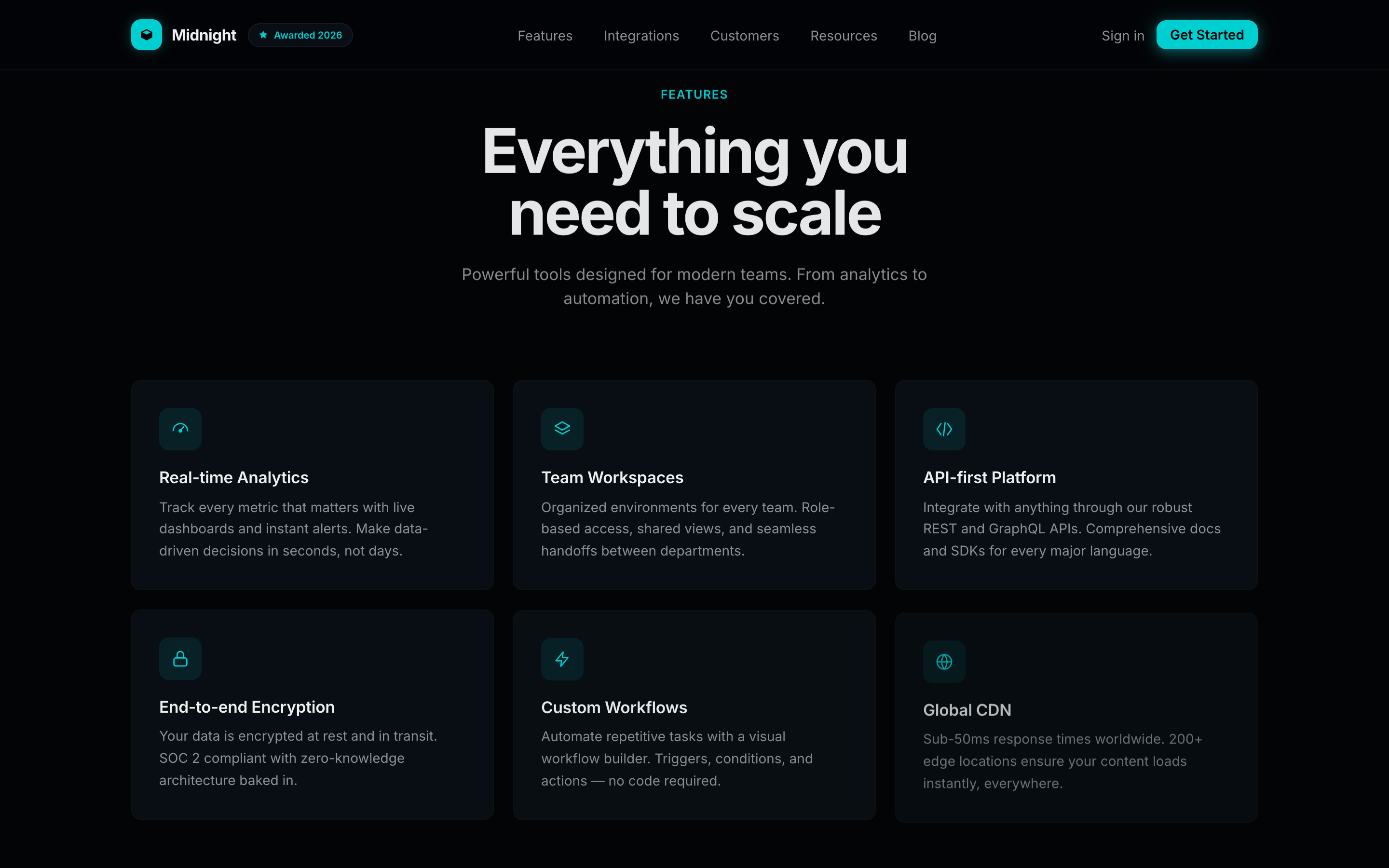 Midnight — Mid-page sections