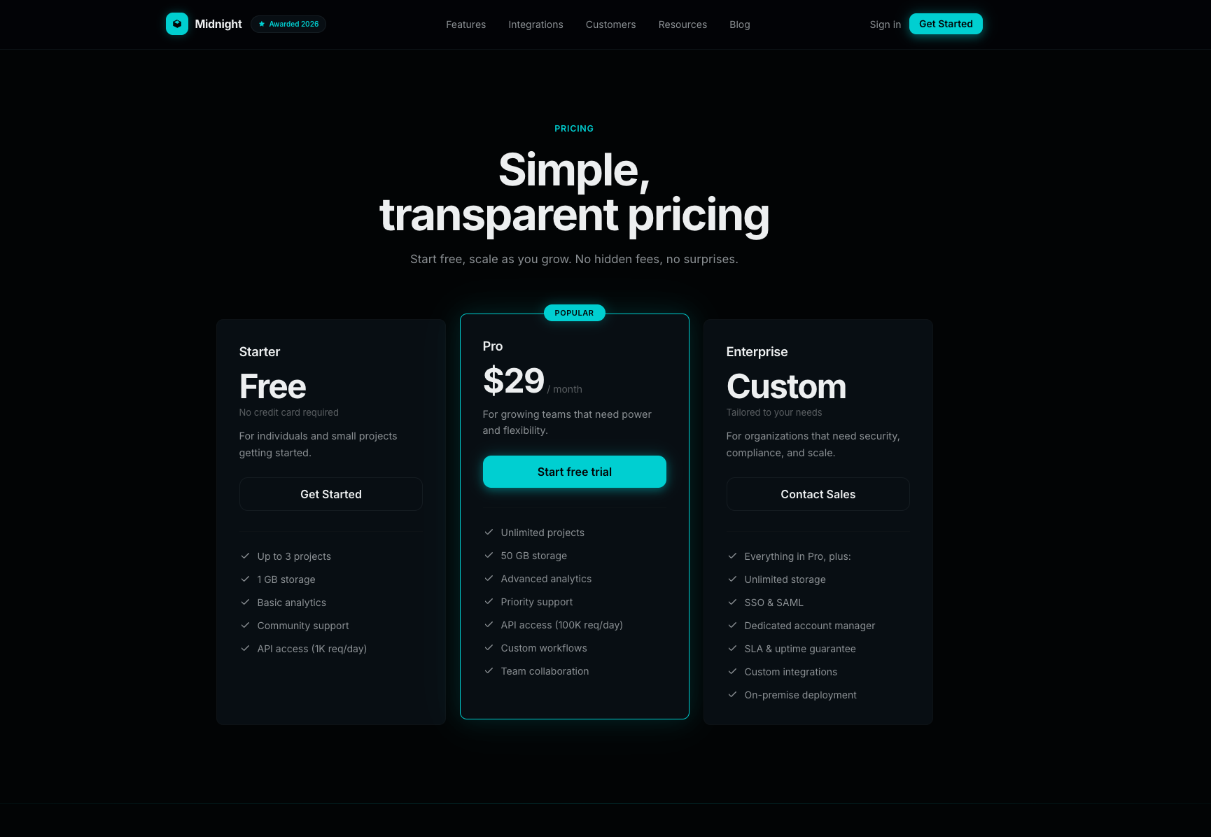 Midnight — Pricing