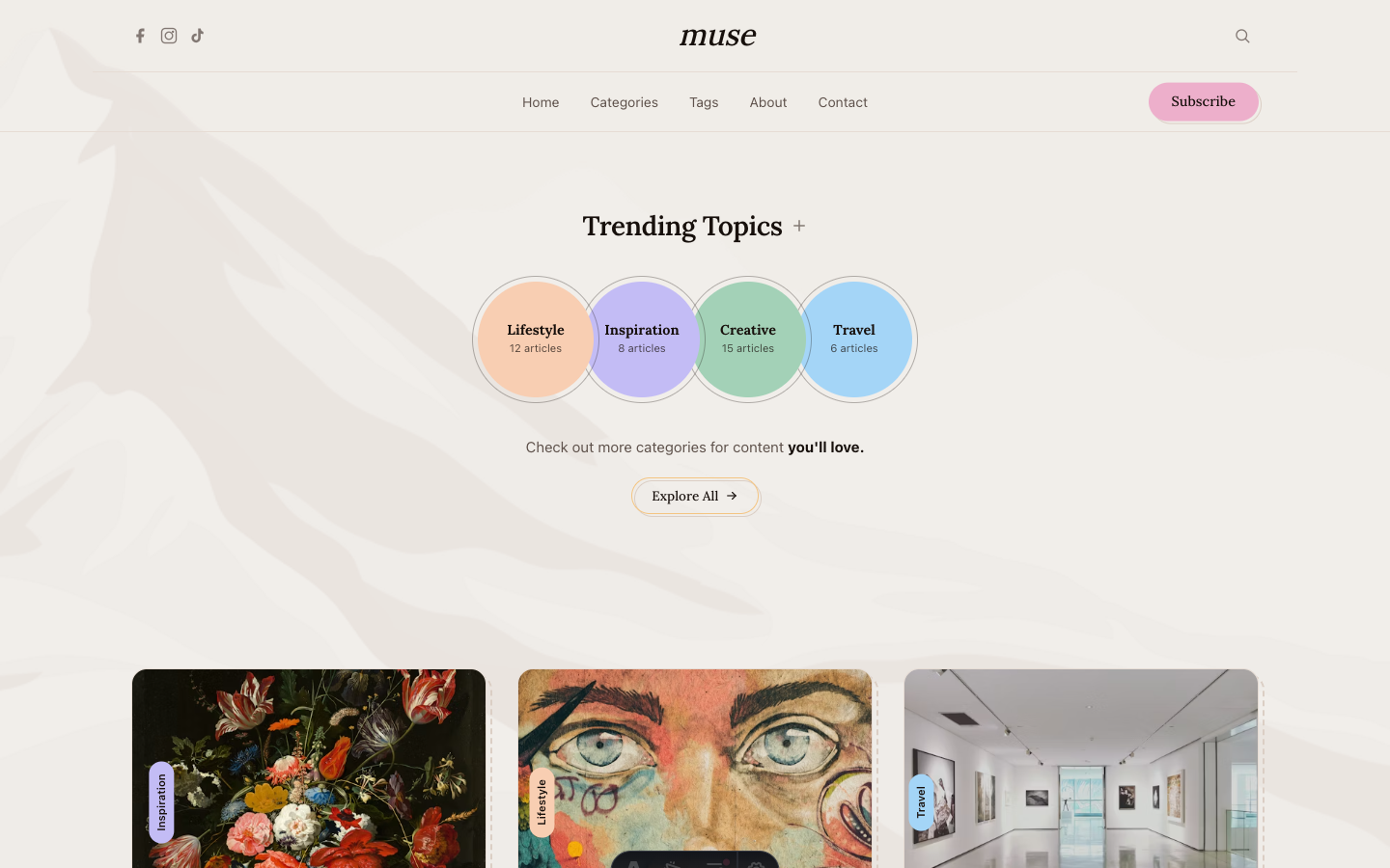 Muse theme — homepage preview