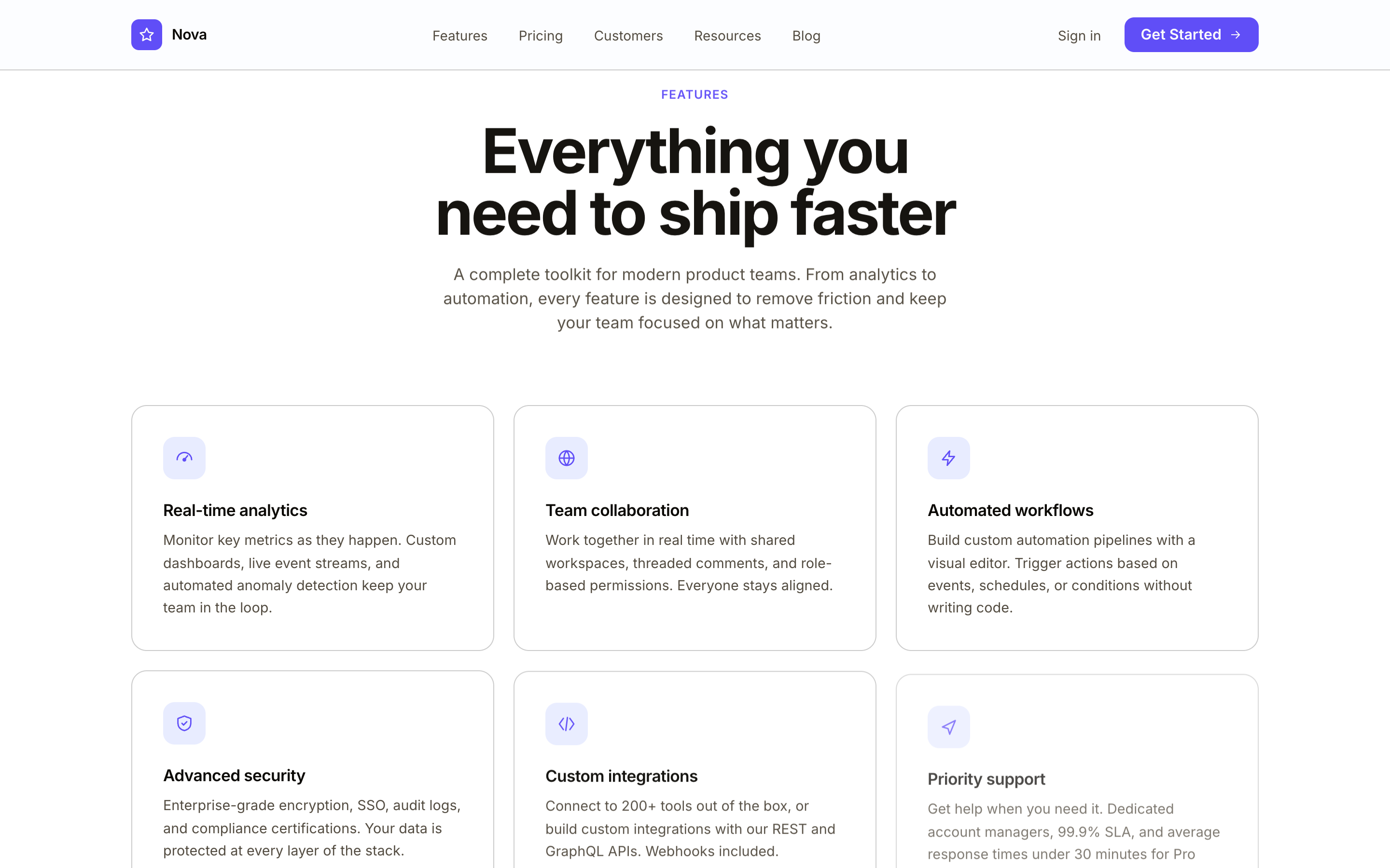 Nova — Mid-page sections