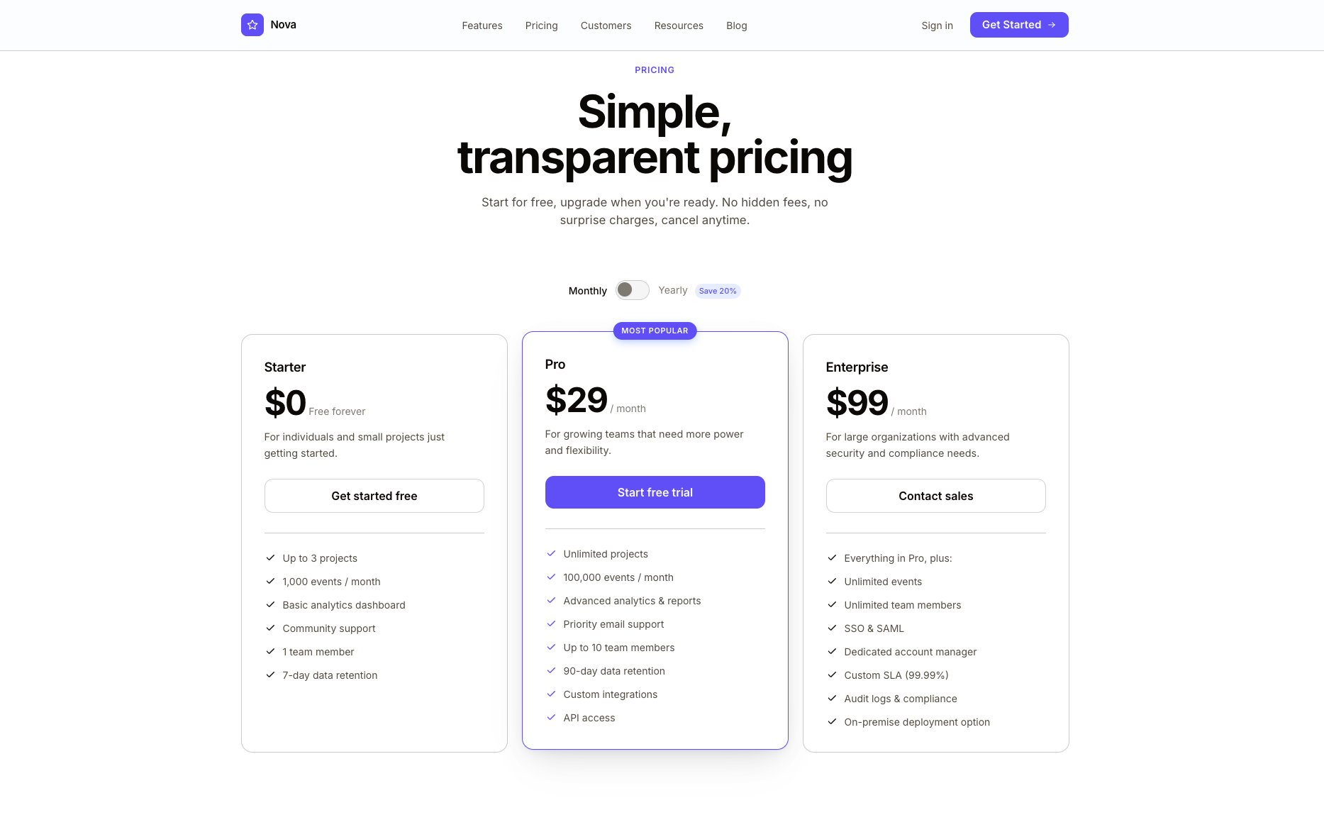 Nova — Pricing