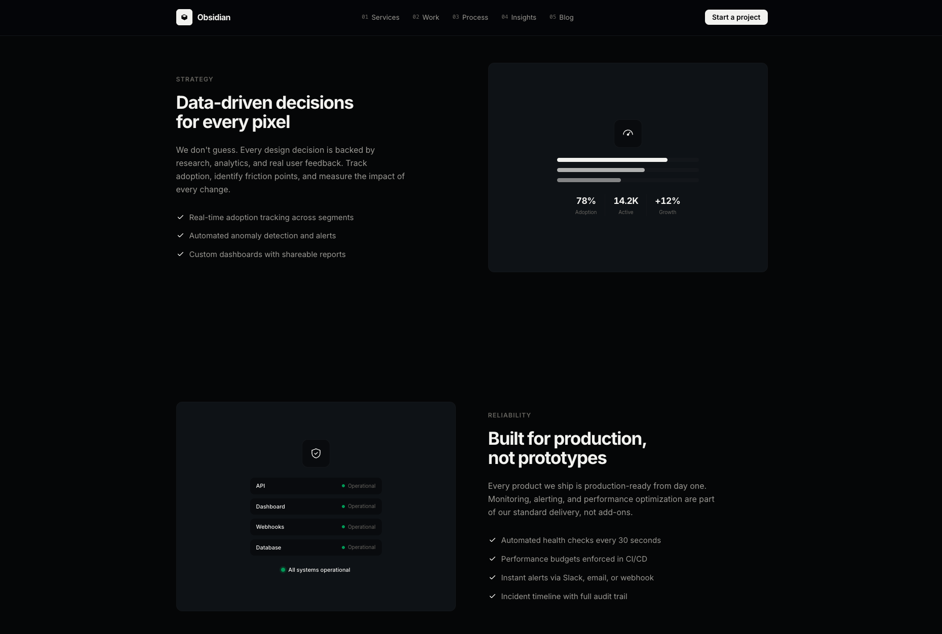 Obsidian — Mid-page sections