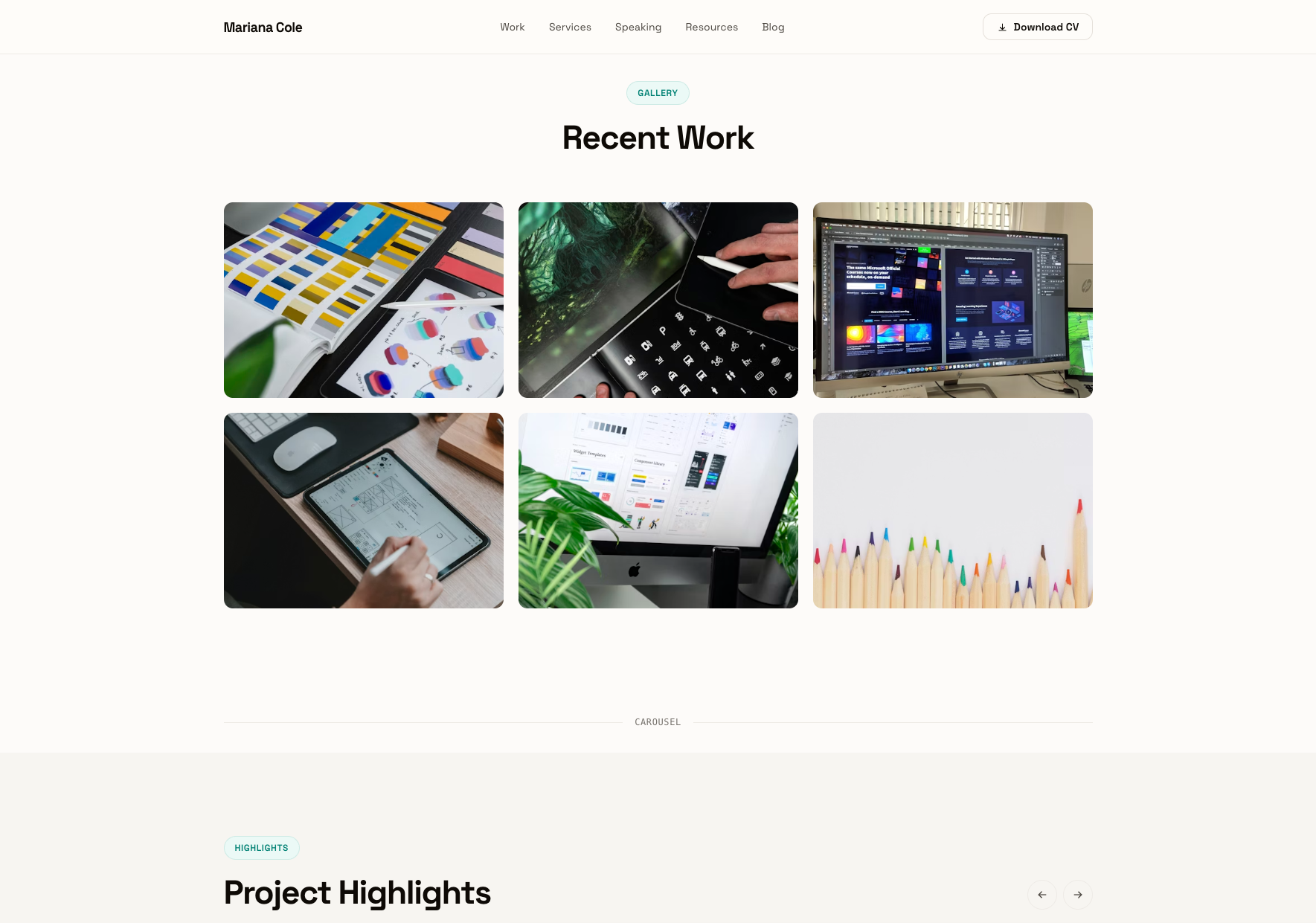 Persona — Mid-page sections