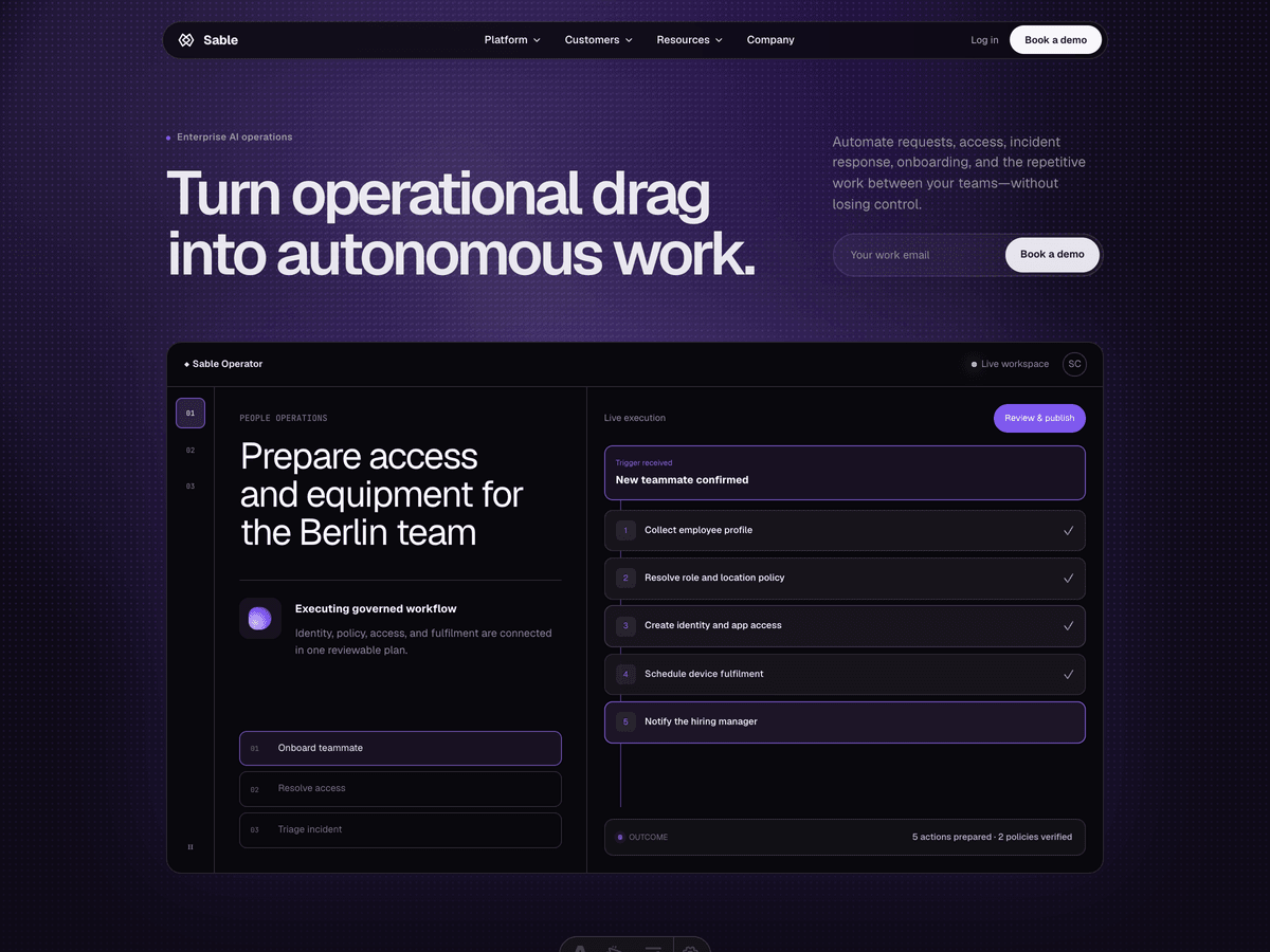 Sable theme - homepage preview