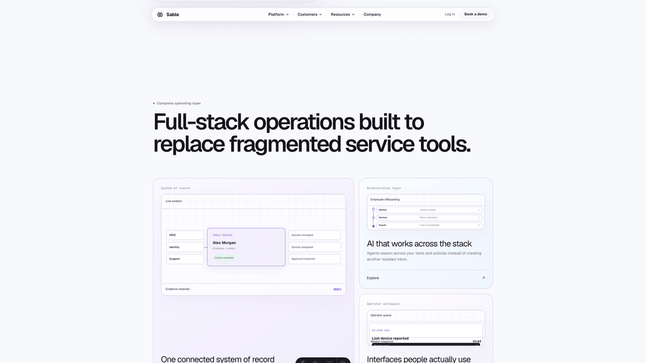 Sable - Platform and service capability system with generated detail pages