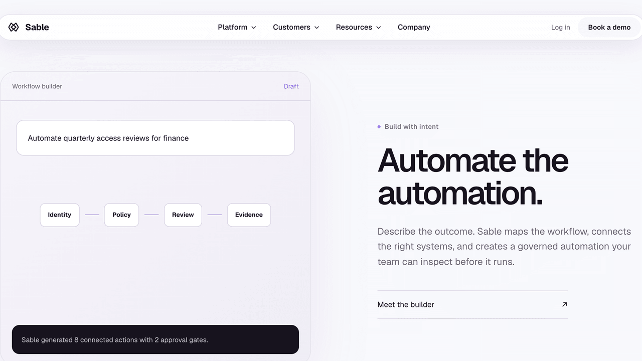 Sable - Workflow builder and governed automation story