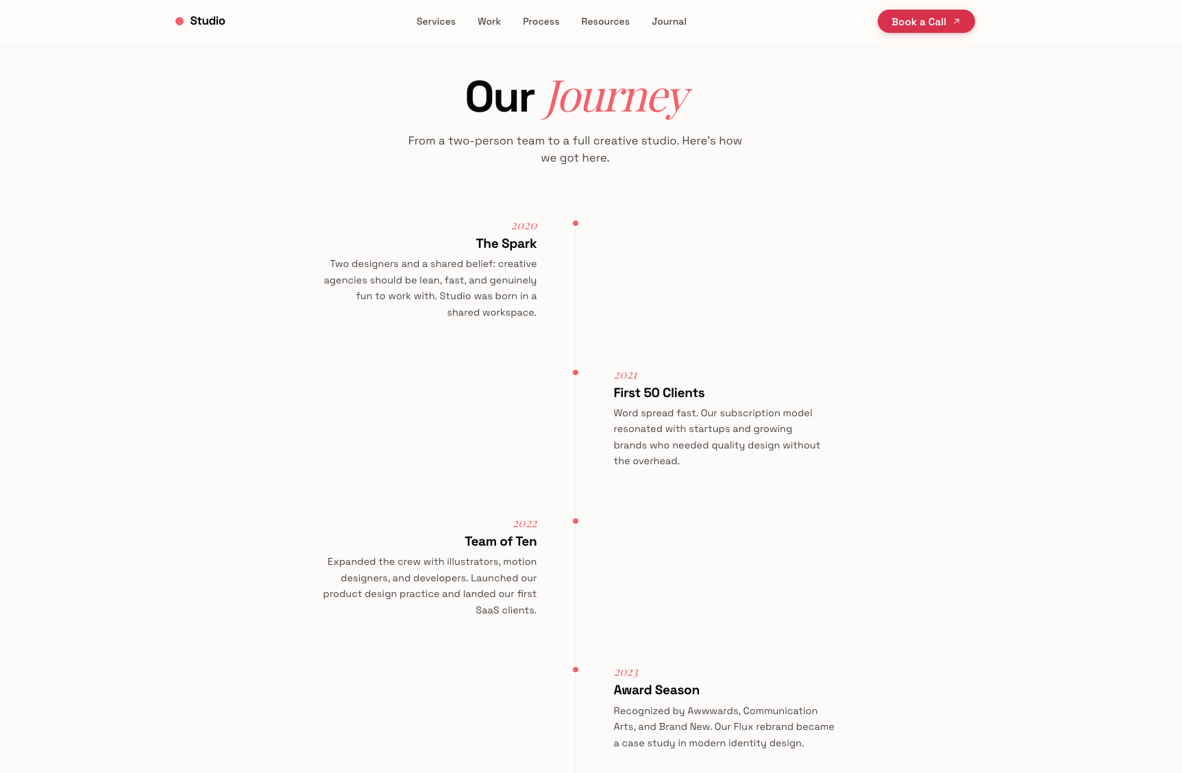 Studio — Mid-page sections