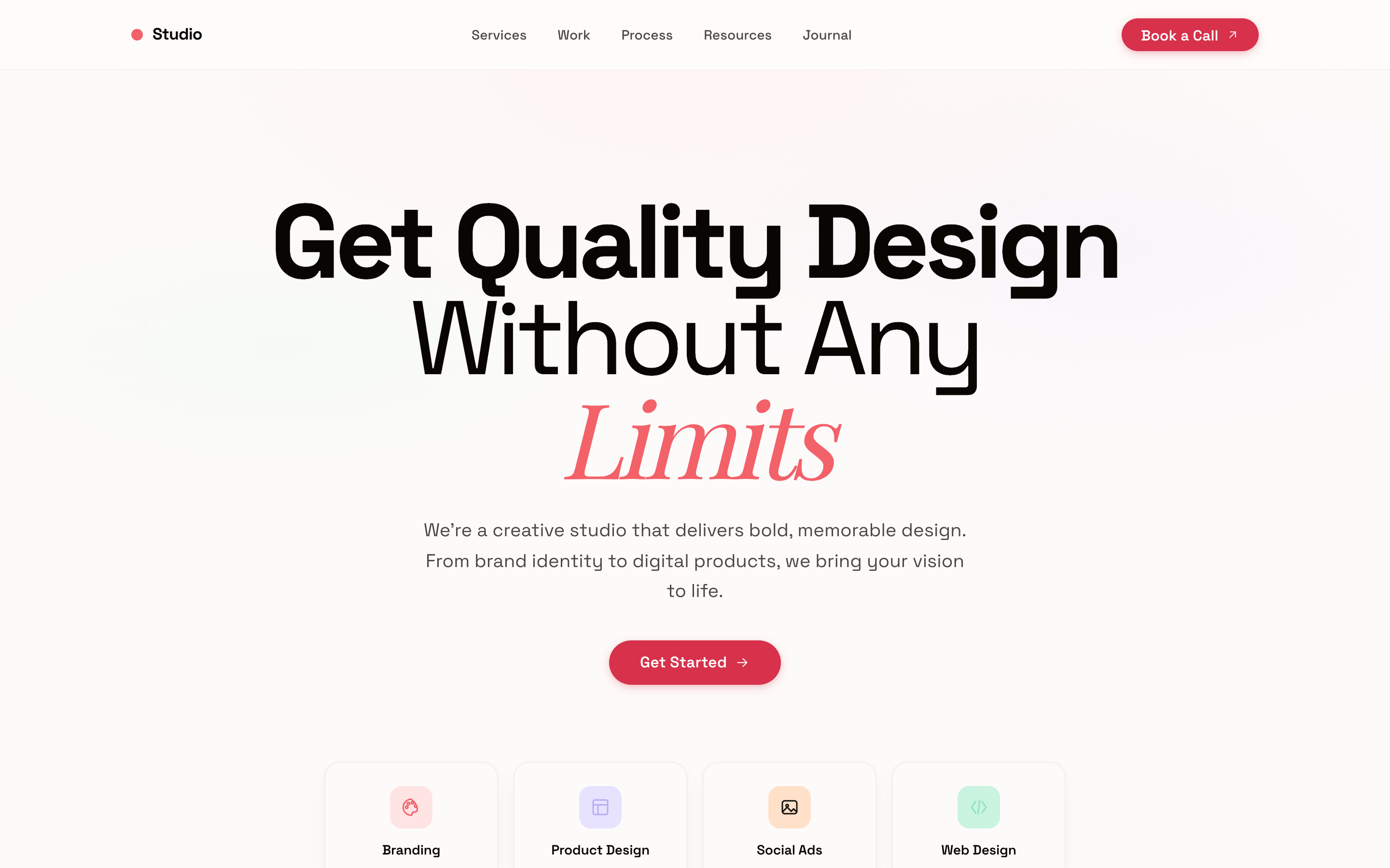 Studio — Homepage hero