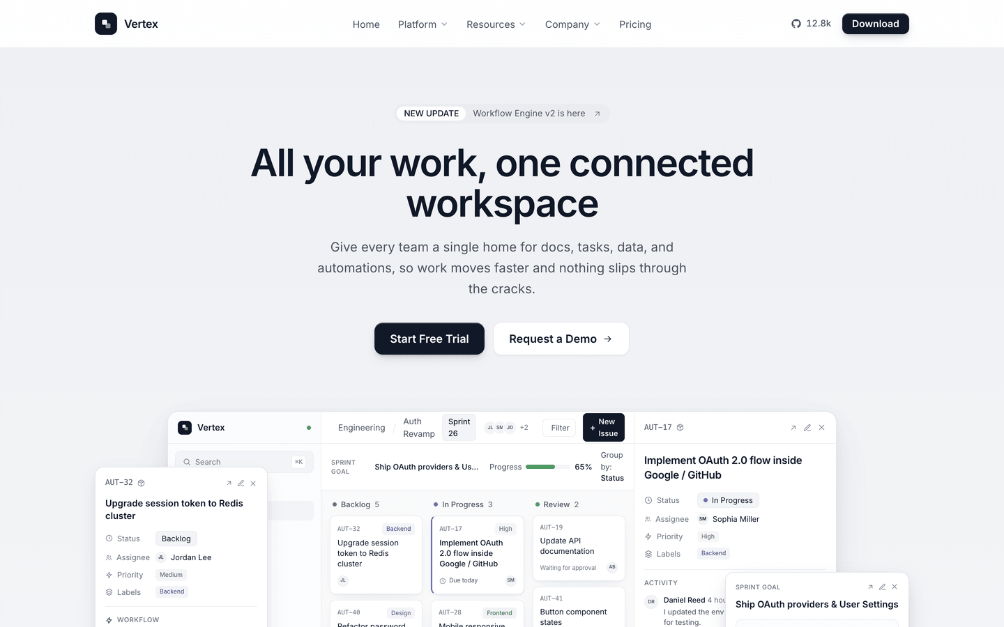 Vertex theme - homepage preview